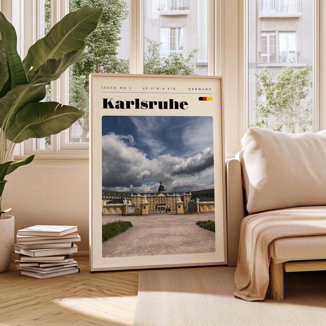 Karlsruhe Palace Dramatic Sky Germany Landmark Travel Poster