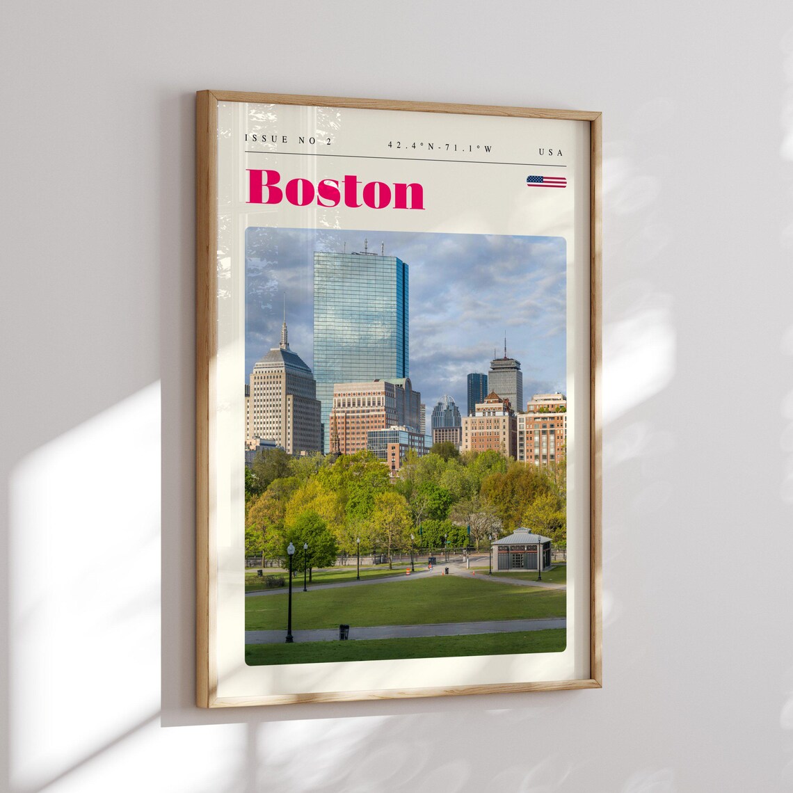 Boston Back Bay Skyline Spring Park Issue 2 Retro Travel Poster - Image 2