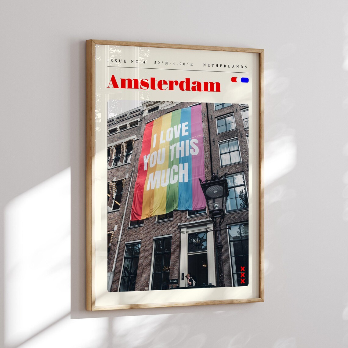 Amsterdam Netherlands Rainbow Banner Love Message Travel Poster - Image 2
