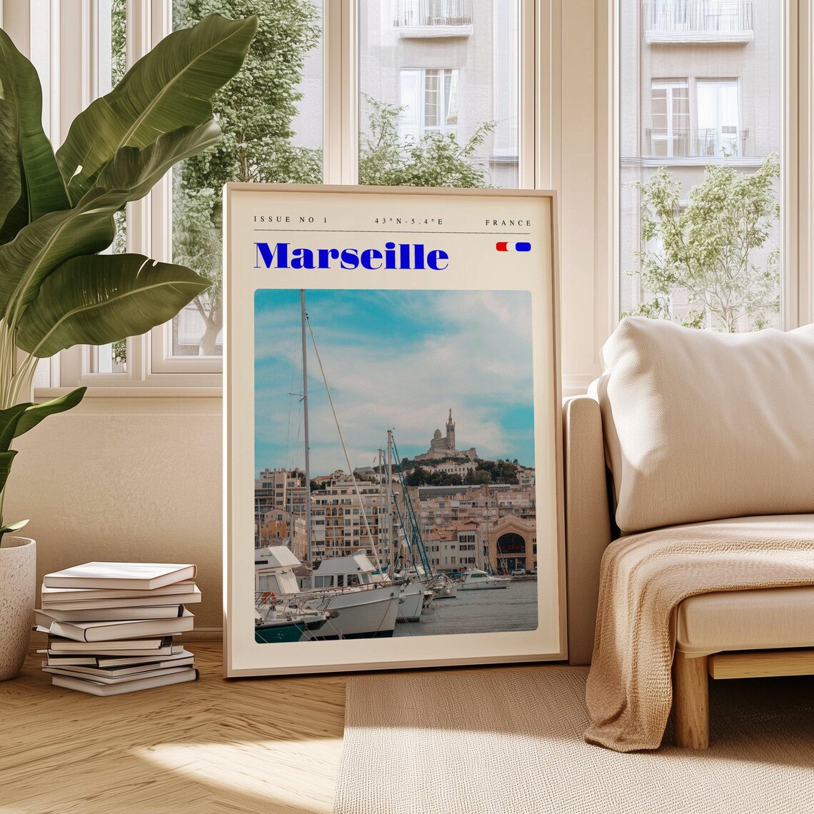 Marseille Old Port Sailboats Basilica Hill France Travel Poster