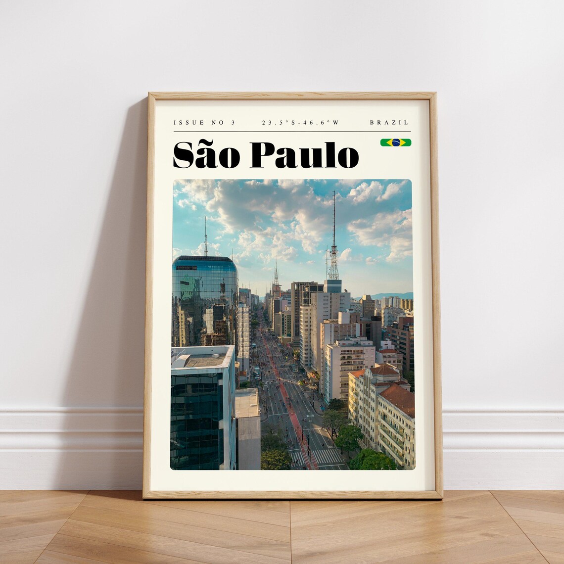 Sao Paulo Brazil Avenida Paulista Aerial Modern Travel Poster - Image 3