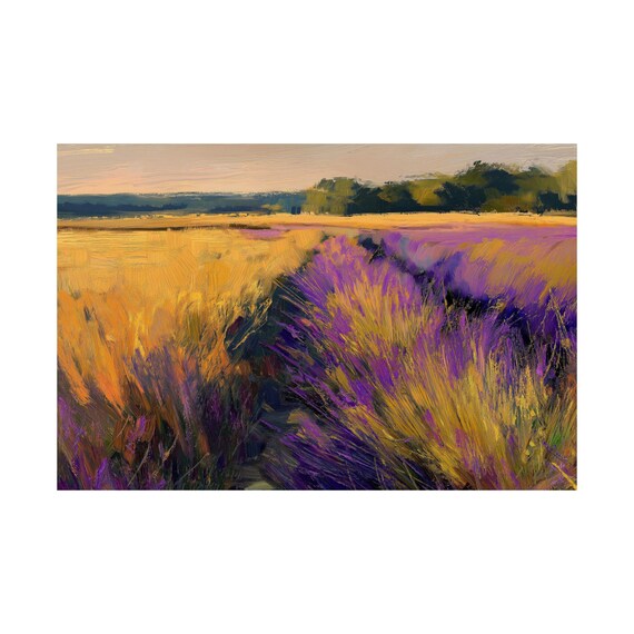 Impressionist Lavender Field, Sunrise Landscape Art Print