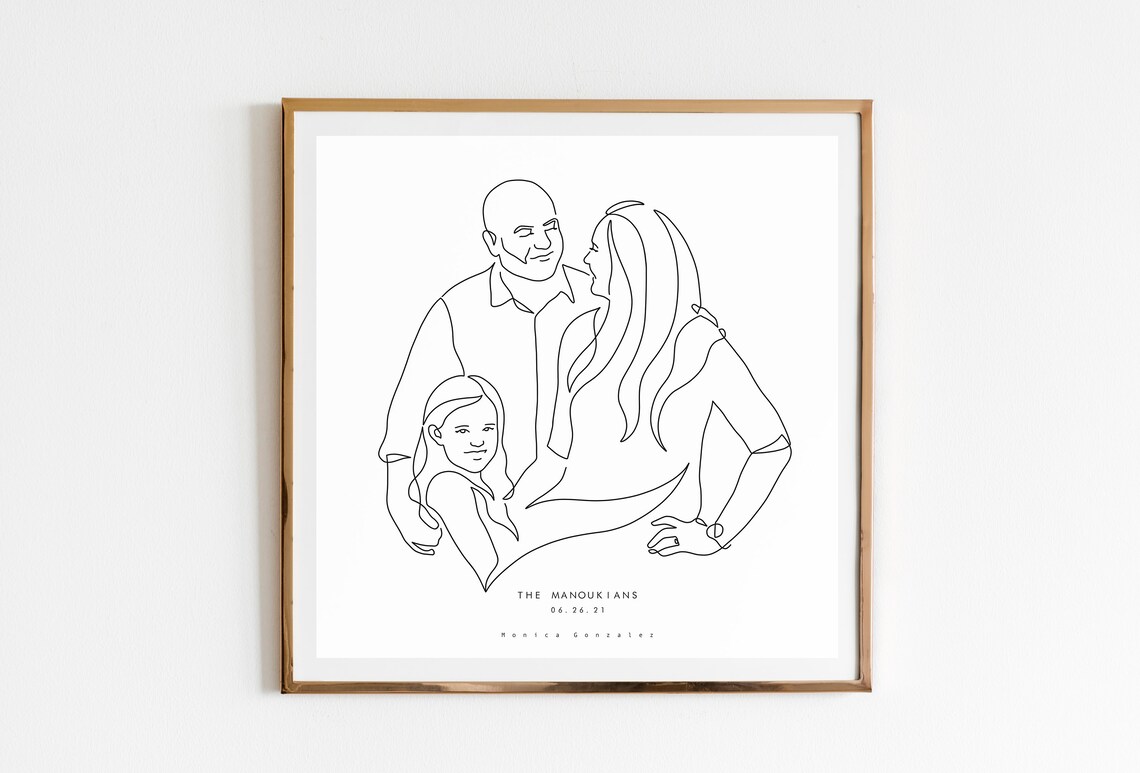 Custom Family Portrait Family Portrait Illustration Fathers Day Gift Line Art Drawing From Photo Family Gift Gift For Mom Art - Image 4