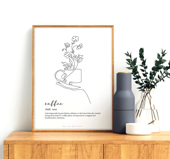 Coffee Line Art Coffee Lover Print Coffee Definition Cafe Wall Decor Line Art Print Definition Print Word Definition Coffee Sign