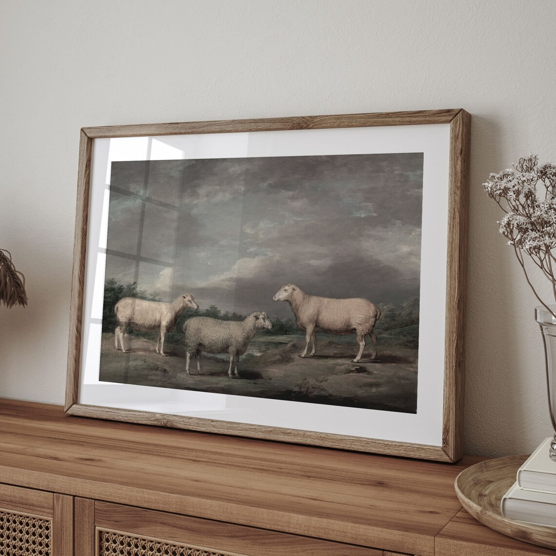 Vintage Three Sheep Painting Farmhouse Nursery Decor Country Art Muted Nursery Vintage Nursery Poster Oil Painting C16 182 - Image 4