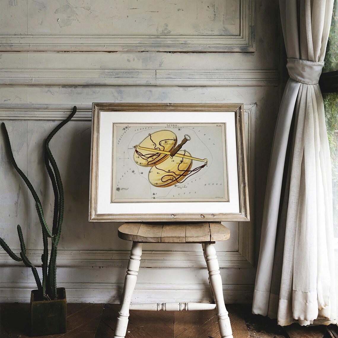 Libra Antique Space Painting Zodiac Art Print - Image 2