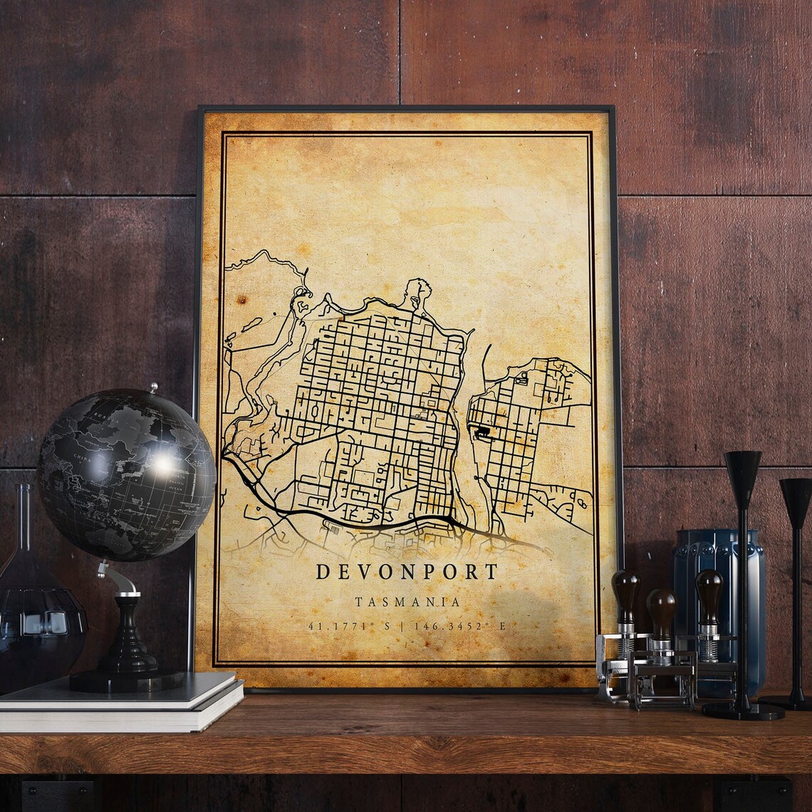 Devonport Tasmania Vintage City Street Map Poster for Travelers