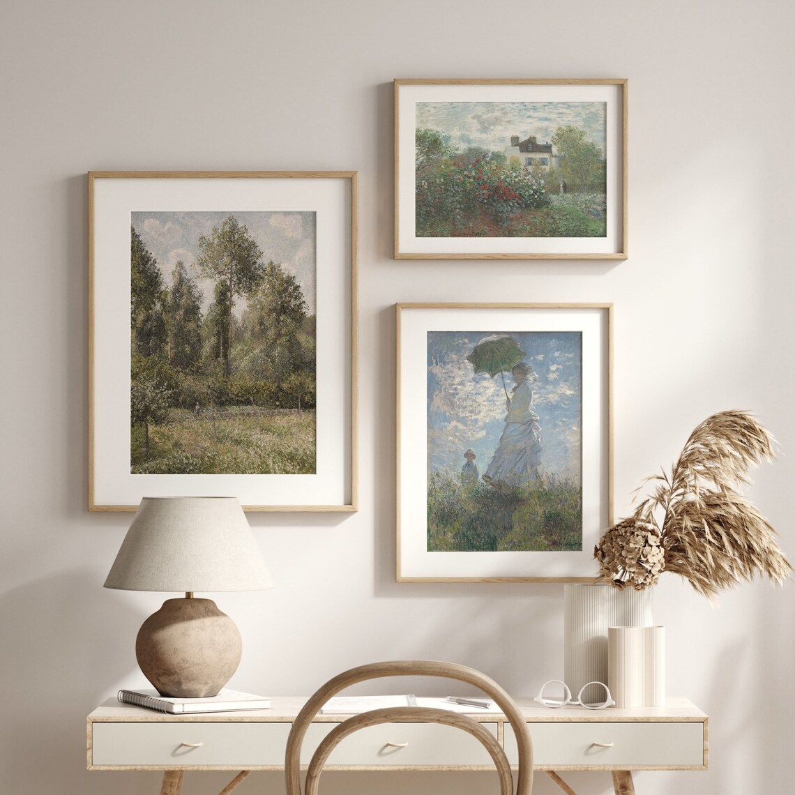 Tall Poplars Over Green Meadow Vintage French Impressionist Painting Poster - Image 2