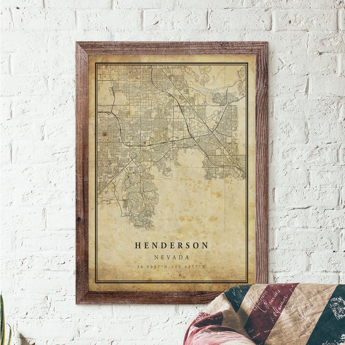 Henderson Nevada Vintage City Street Map Coordinates Wall Poster - Image 3
