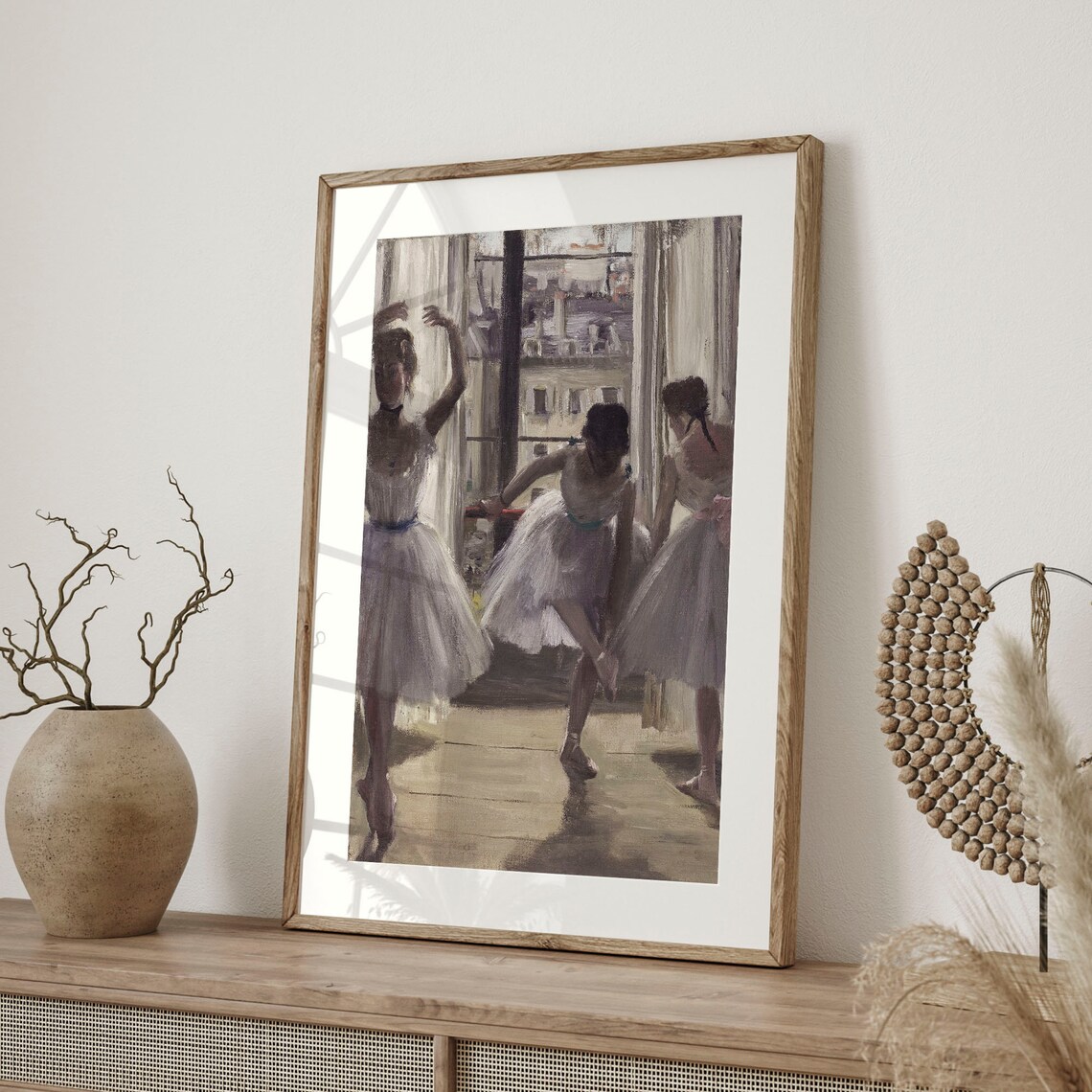 Three Ballerinas Rehearsing by the Window Vintage Ballet Painting Poster - Image 4