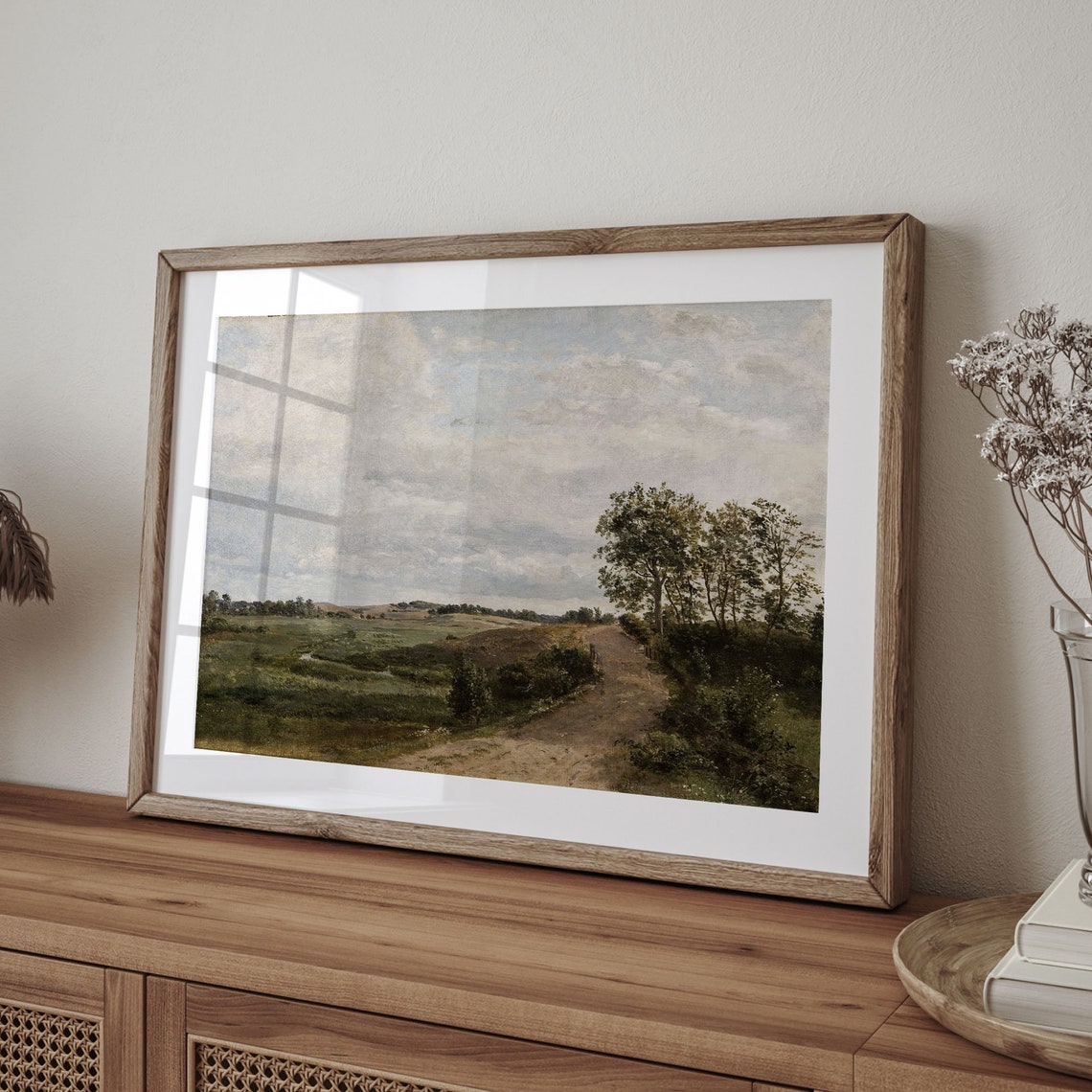 Vintage Country Dirt Road Summer Fields Cloudy Sky Art Poster - Image 4