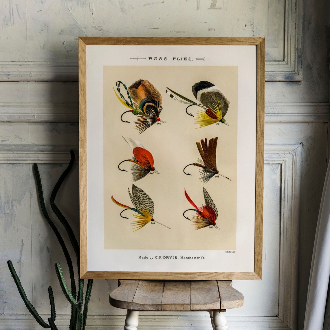Bass Flies Fish Print Vintage Fishing Poster Wall Art Decor Gift For Dad Man Fisherman Fishing Poster Print Nautical Poster Coo38 - Image 4