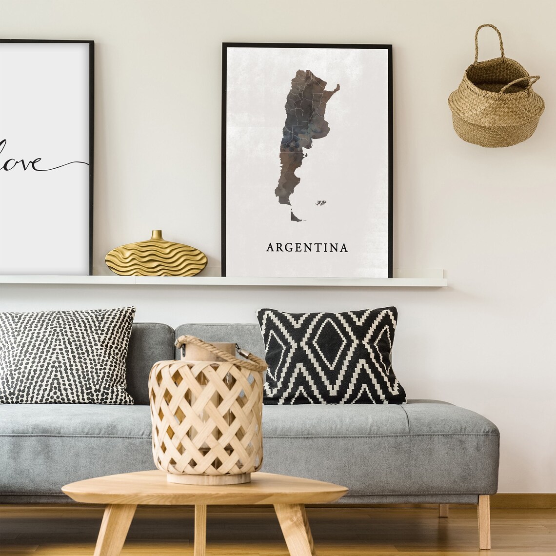Argentina Watercolor Map Poster Country Silhouette Travel Decor - Image 4