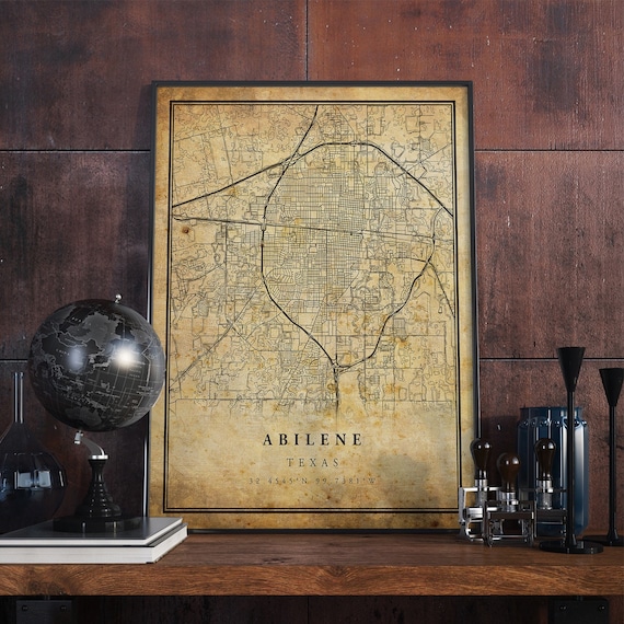 Abilene Vintage Map Poster, Rustic Texas Travel Art