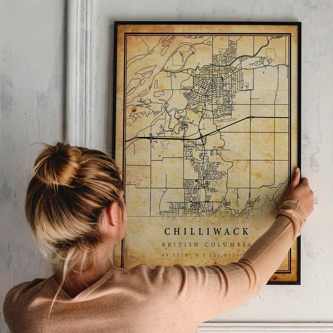 Chilliwack British Columbia Vintage City Street Map Travel Poster - Image 2