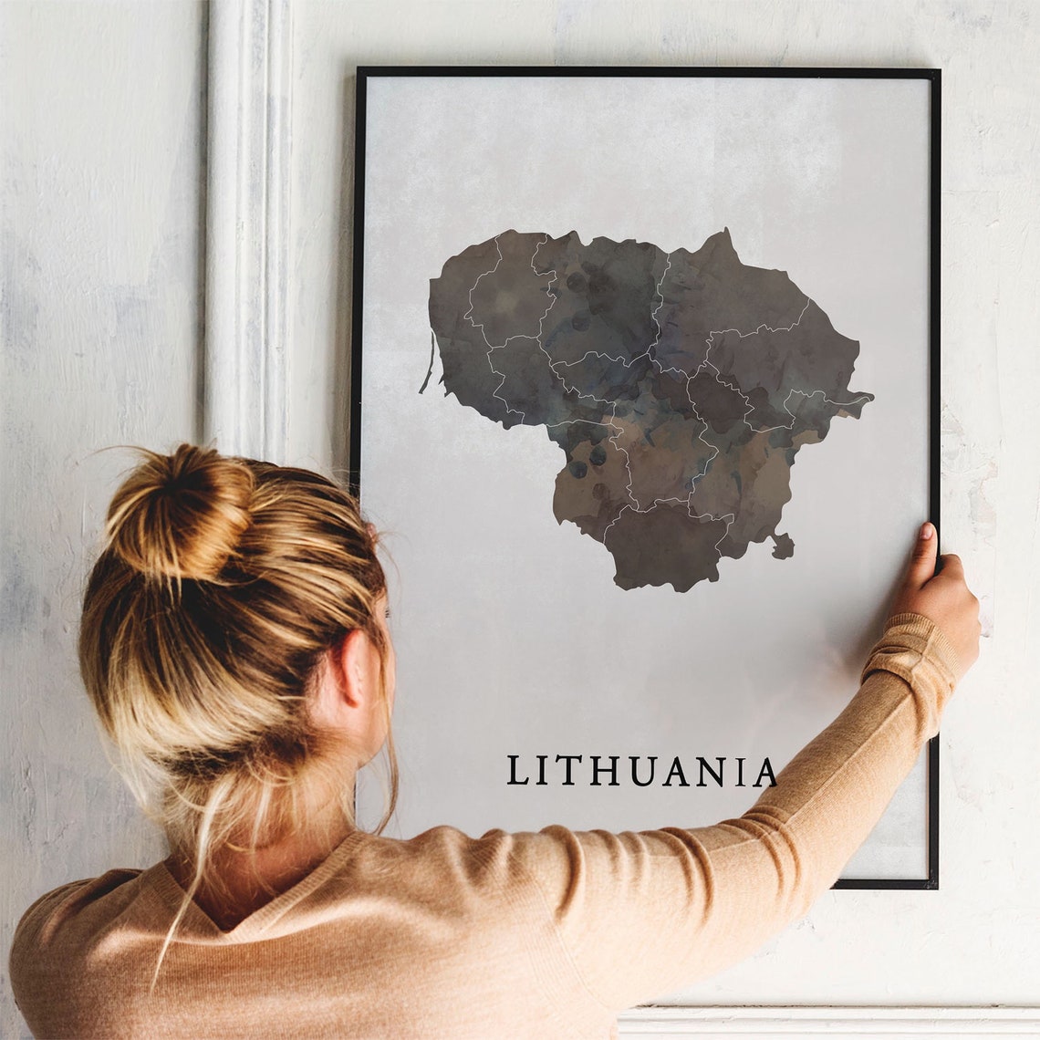 Lithuania Watercolor Country Map Modern Minimalist Travel Poster - Image 3
