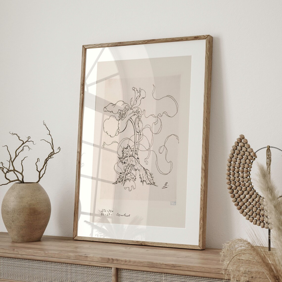 Vintage French Porcelain Flower Sketch Art Print - Image 4