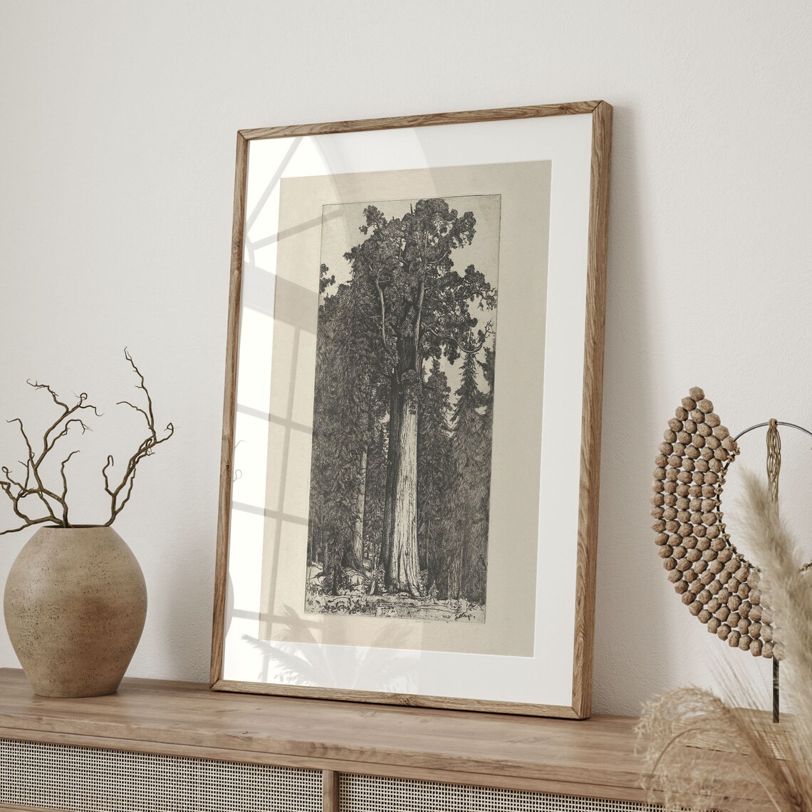 Giant Sequoia Tree Vintage Engraving Black White Woodland Forest Poster - Image 4