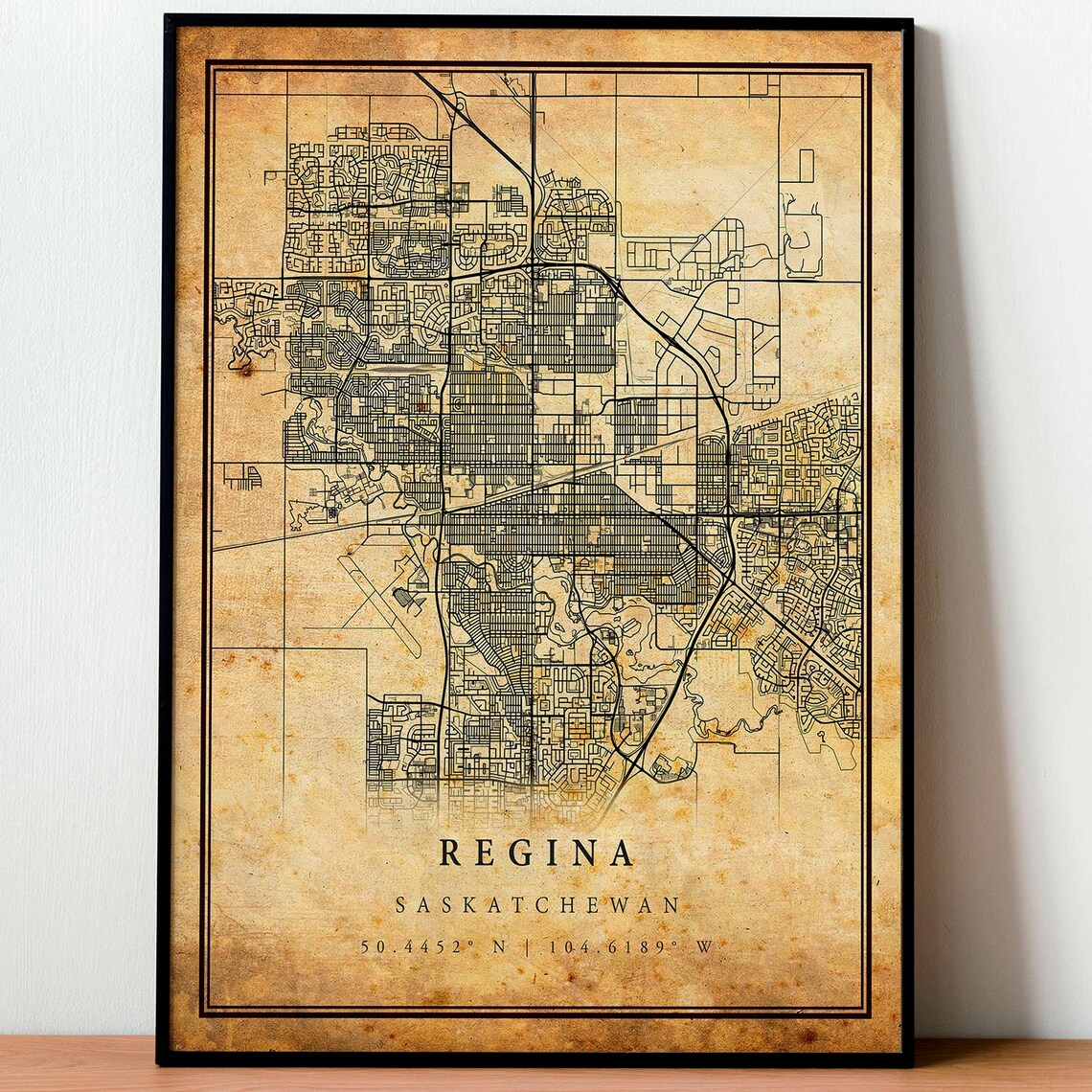Regina Saskatchewan Vintage City Street Map Canada Travel Poster - Image 4