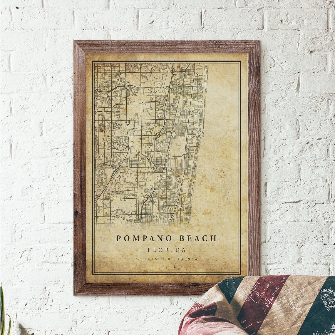 Pompano Beach Vintage Map Poster, Florida Artwork - Image 3