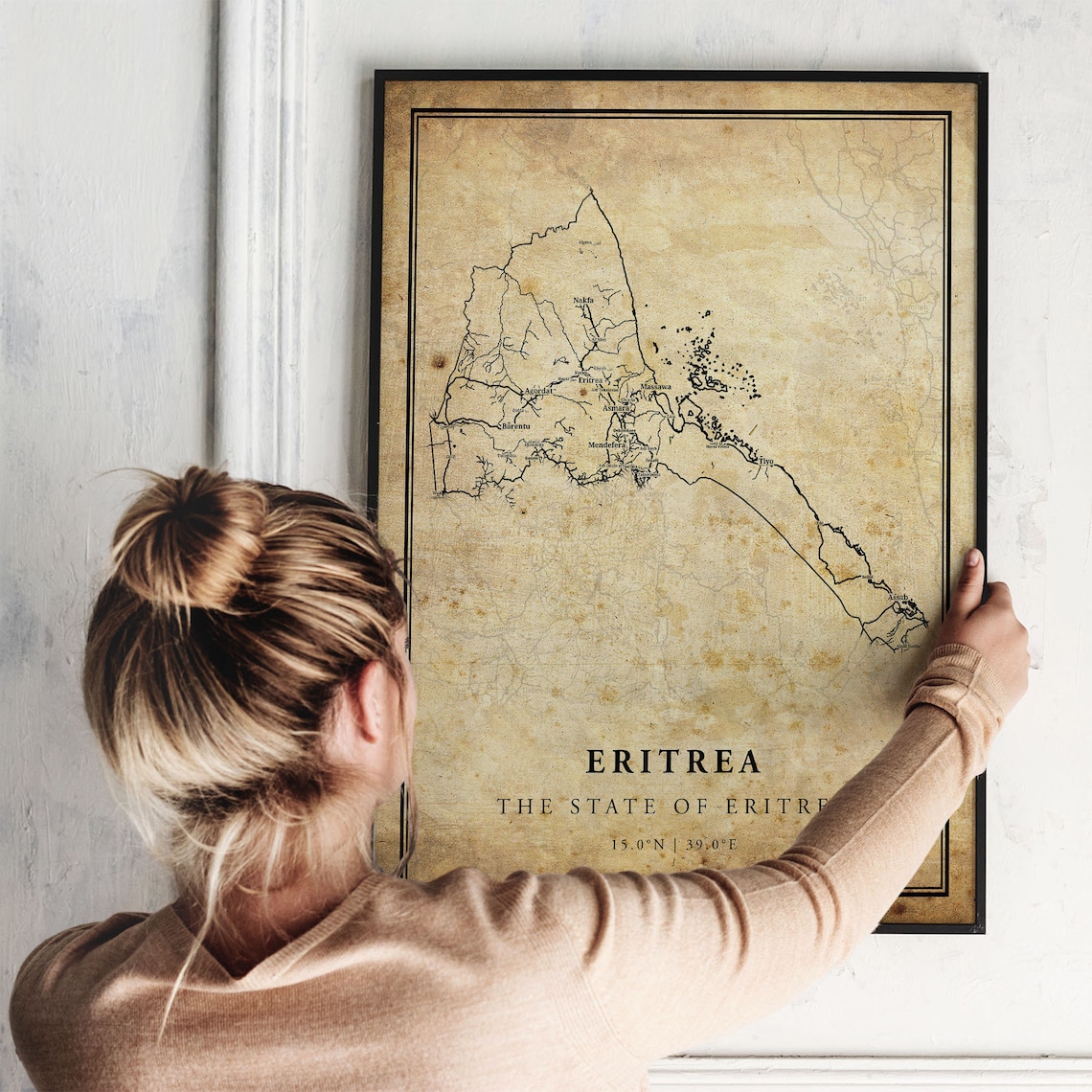 Eritrea Vintage Map Poster Print, Country Road Map - Image 2