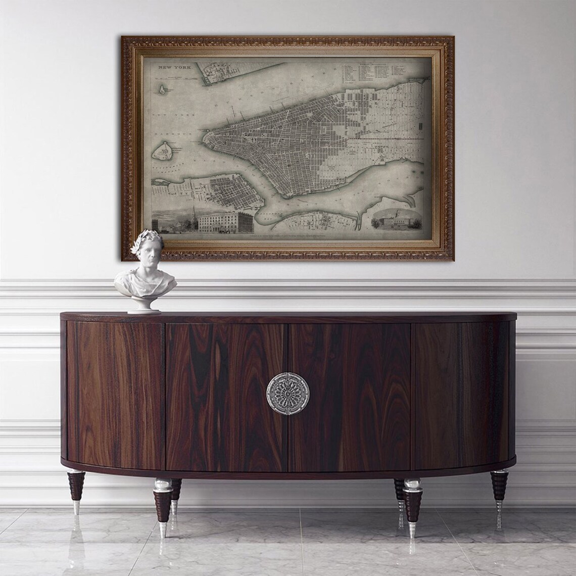 New York City Map Vintage Manhattan Island Art Print - Image 2