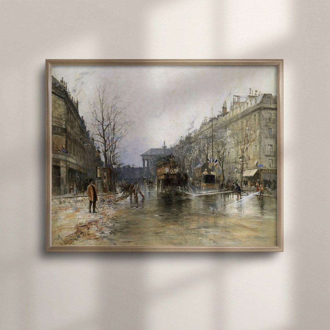 Charming Vintage Paris Winter Scene Antique French Cityscape Wall Art Farmhouse Style Paris Oil Painting Reproduction C16 200