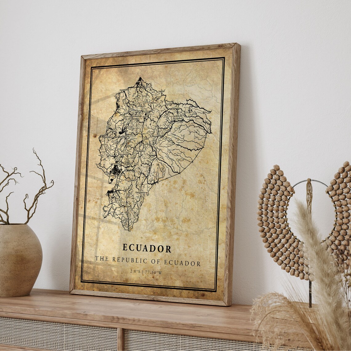Ecuador Vintage Map Poster, Country Street Road Map - Image 4