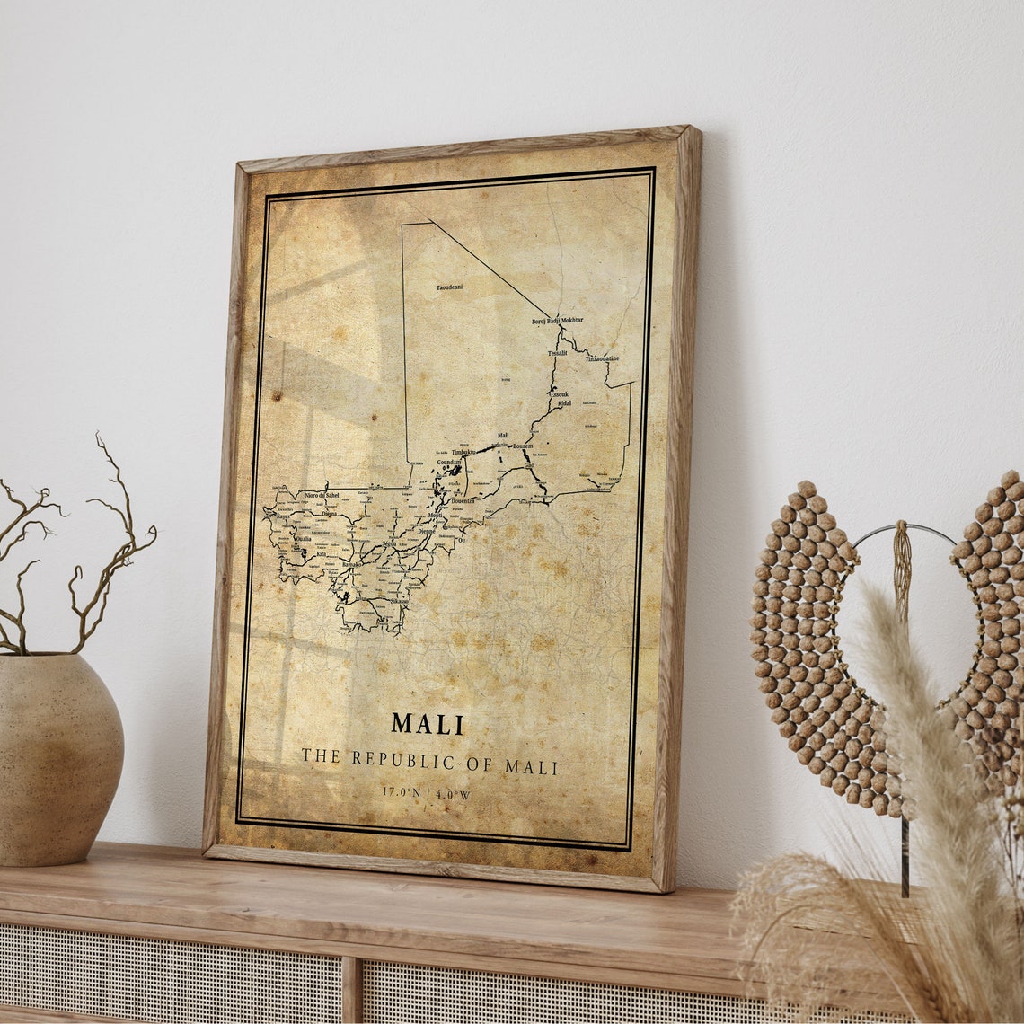 Mali Republic Vintage African Country Map Antique Parchment Poster - Image 4