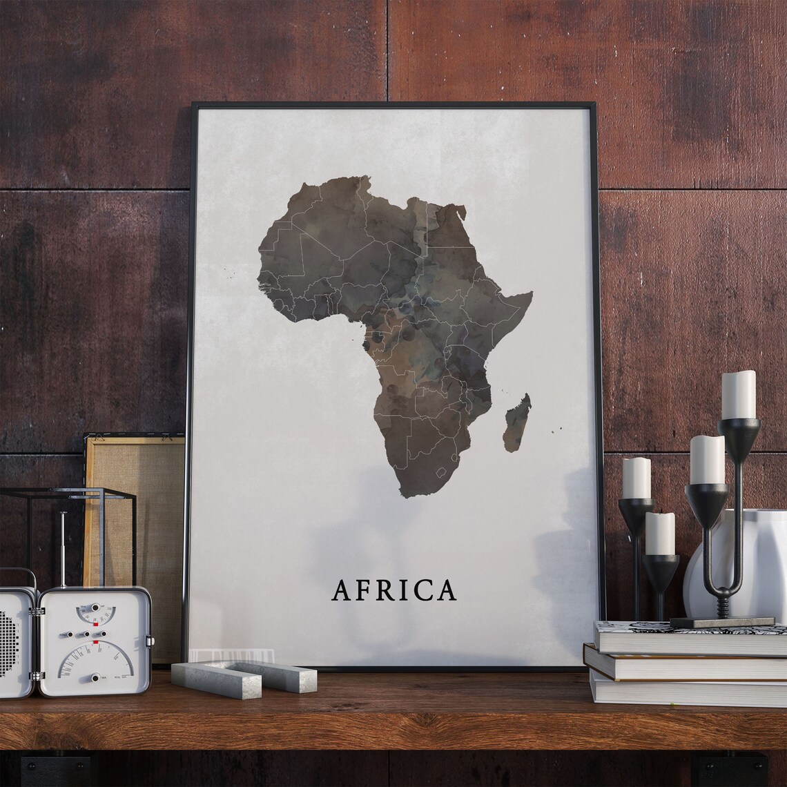 Africa Vintage Style Map Print, Travel Poster