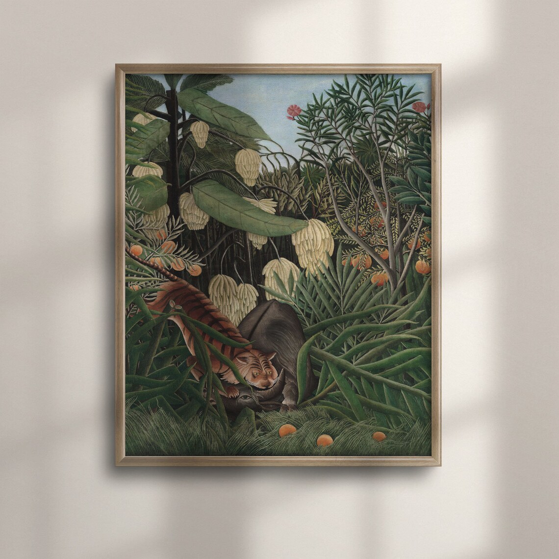 Henri Rousseau Tiger And Buffalo Jungle Primitive Art Poster