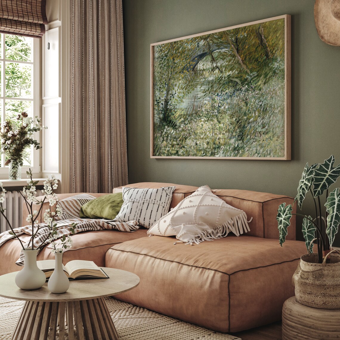 Impressionist Spring Foliage With Glimpse Of A River In Soft Greens Poster - Image 2