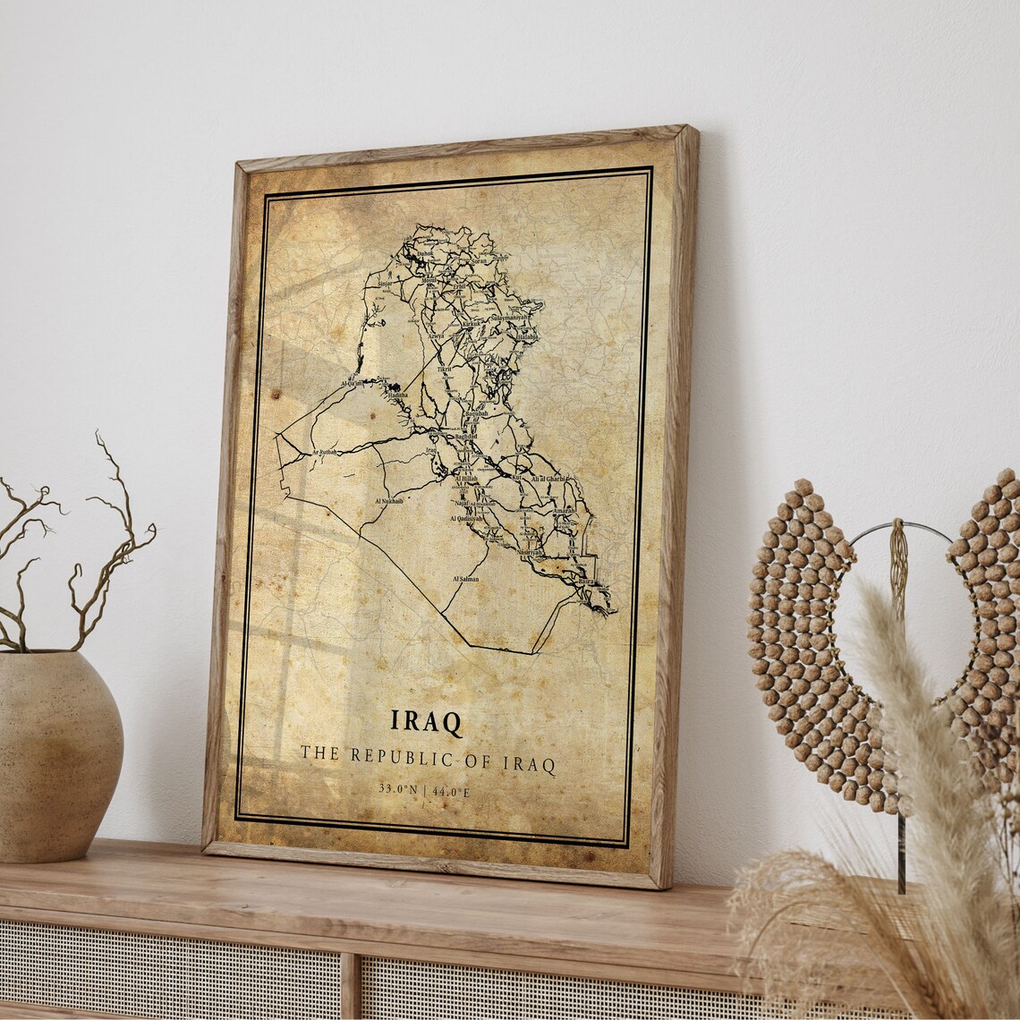 Iraq Vintage Map Art Print, Country Road Map - Image 4
