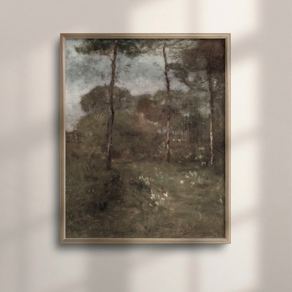 Autumn Trees Tonal Landscape Vintage Woodland Painting Art Poster