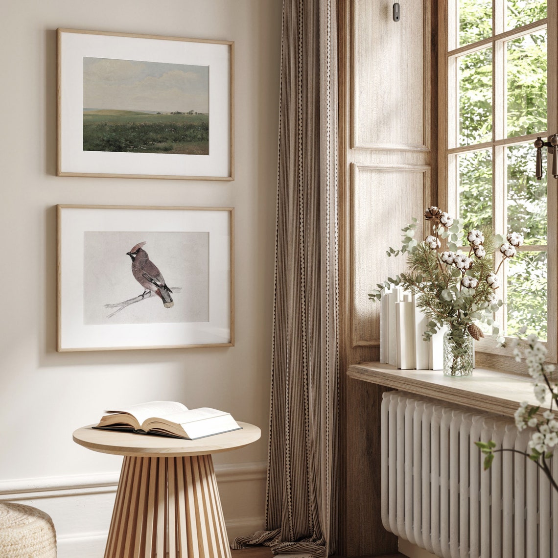 Bohemian Waxwing Watercolor Songbird Minimalist Painting Poster - Image 3