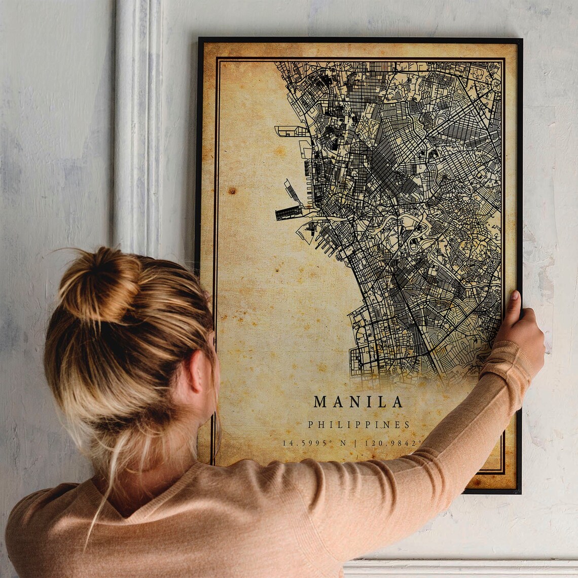 Manila Vintage Map Poster Print, Rustic Home Decor - Image 2