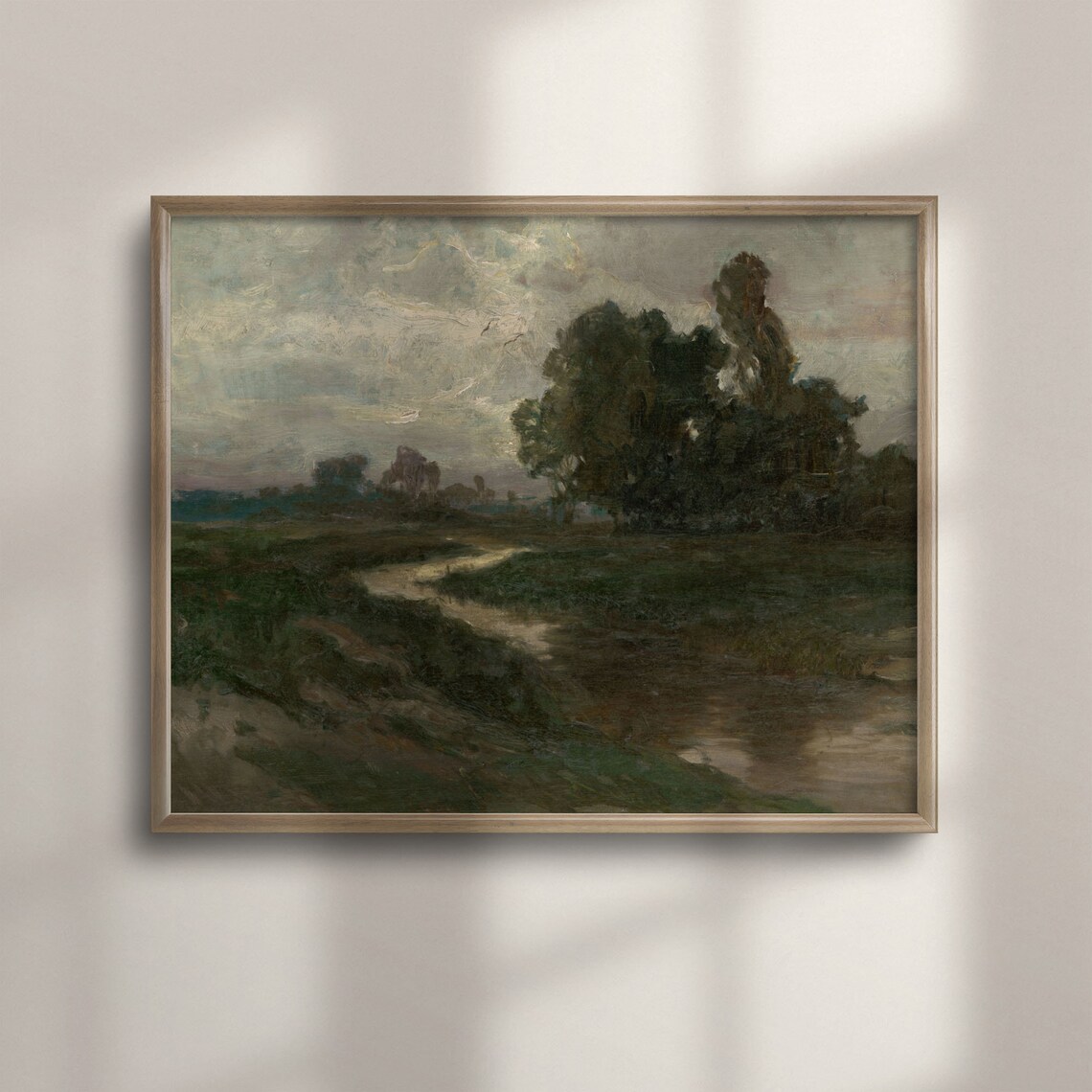 Antique Landscape Art Print, Vintage Farmhouse Decor