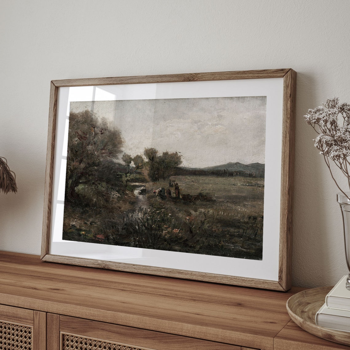 Vintage Moody Countryside Stream Figures Rustic Landscape Poster - Image 4