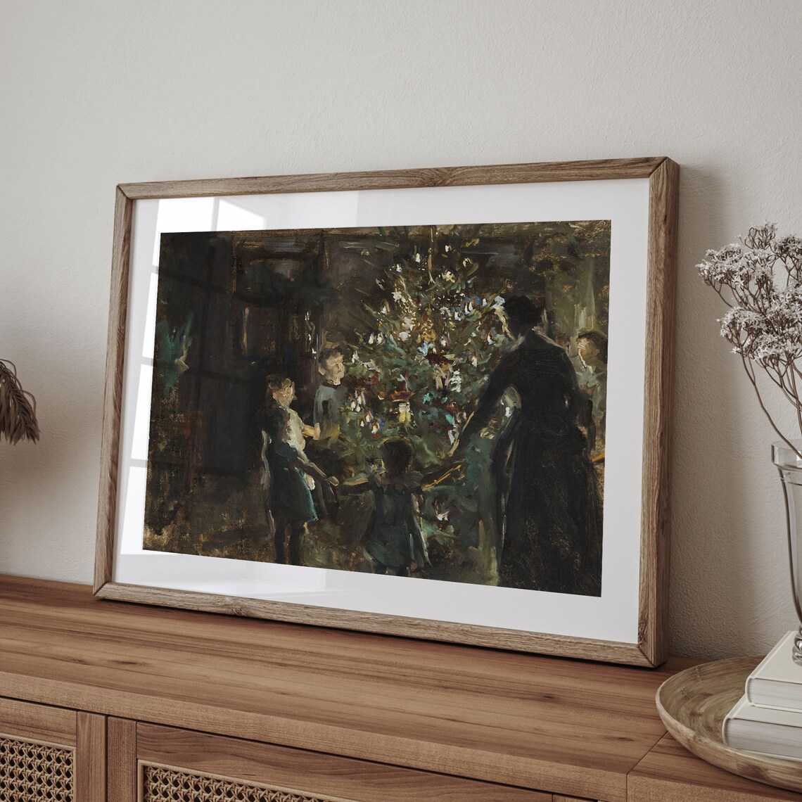 Family Around Christmas Tree Impressionist Holiday Oil Poster - Image 4