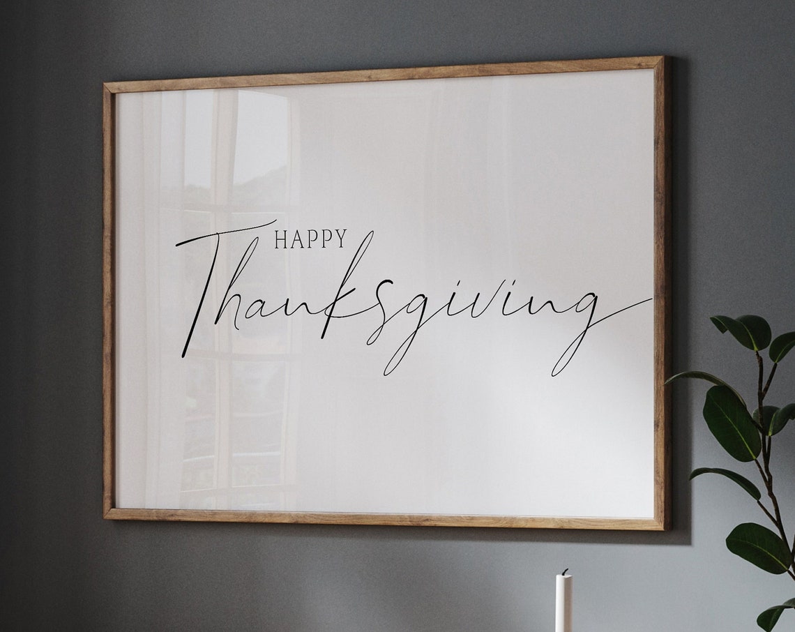 Happy Thanksgiving Calligraphy Minimalist Holiday Script Art Poster - Image 2