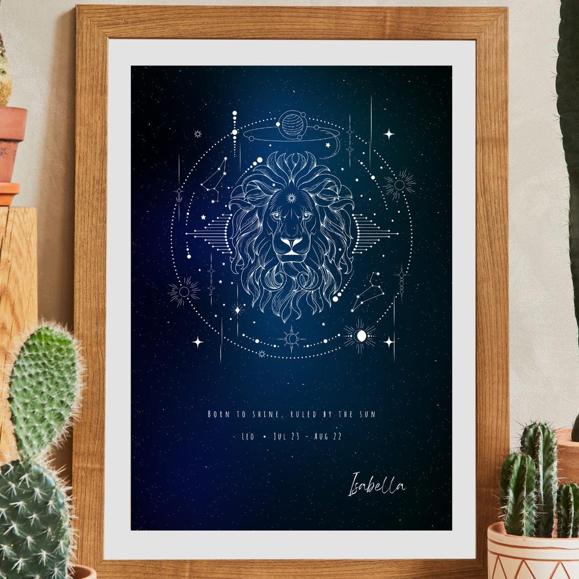 Leo Zodiac Lion Constellation Starry Night Sky Astrology Poster