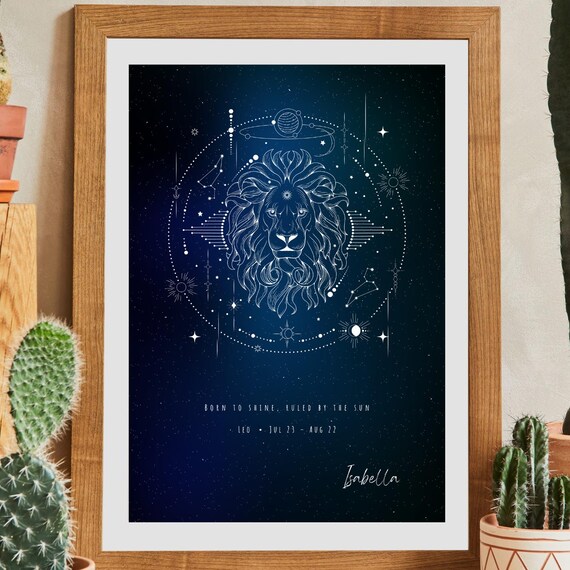 Custom Leo Zodiac Constellation Art Personalized Horoscope Gift