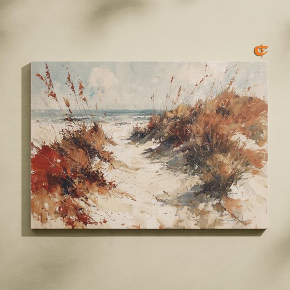 Sandy Beach Path Through Dune Grass Watercolor Coastal Trail Art Poster