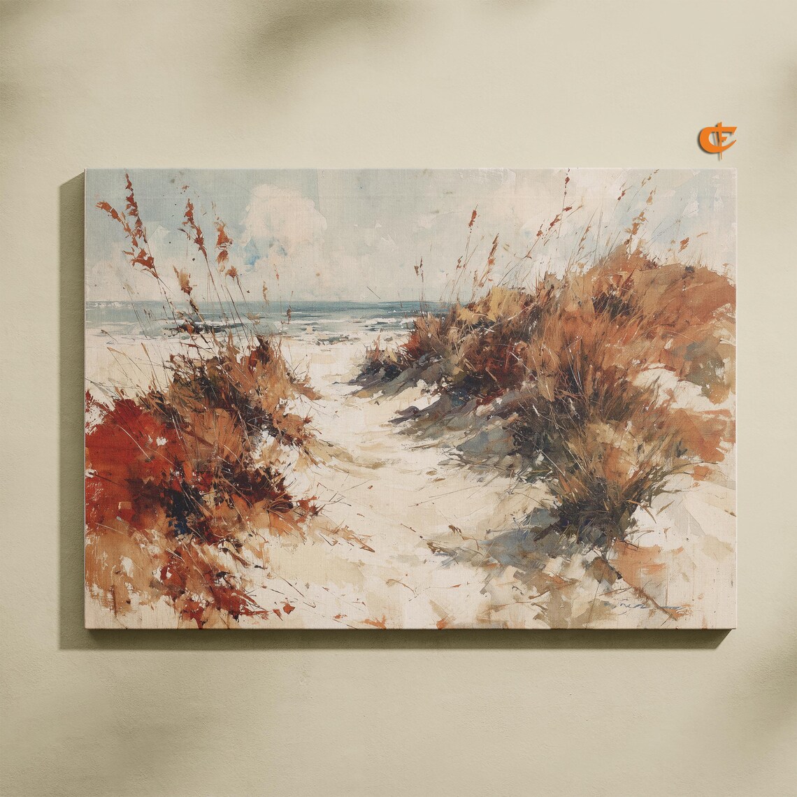Sandy Beach Path Through Dune Grass Watercolor Coastal Trail Art Poster