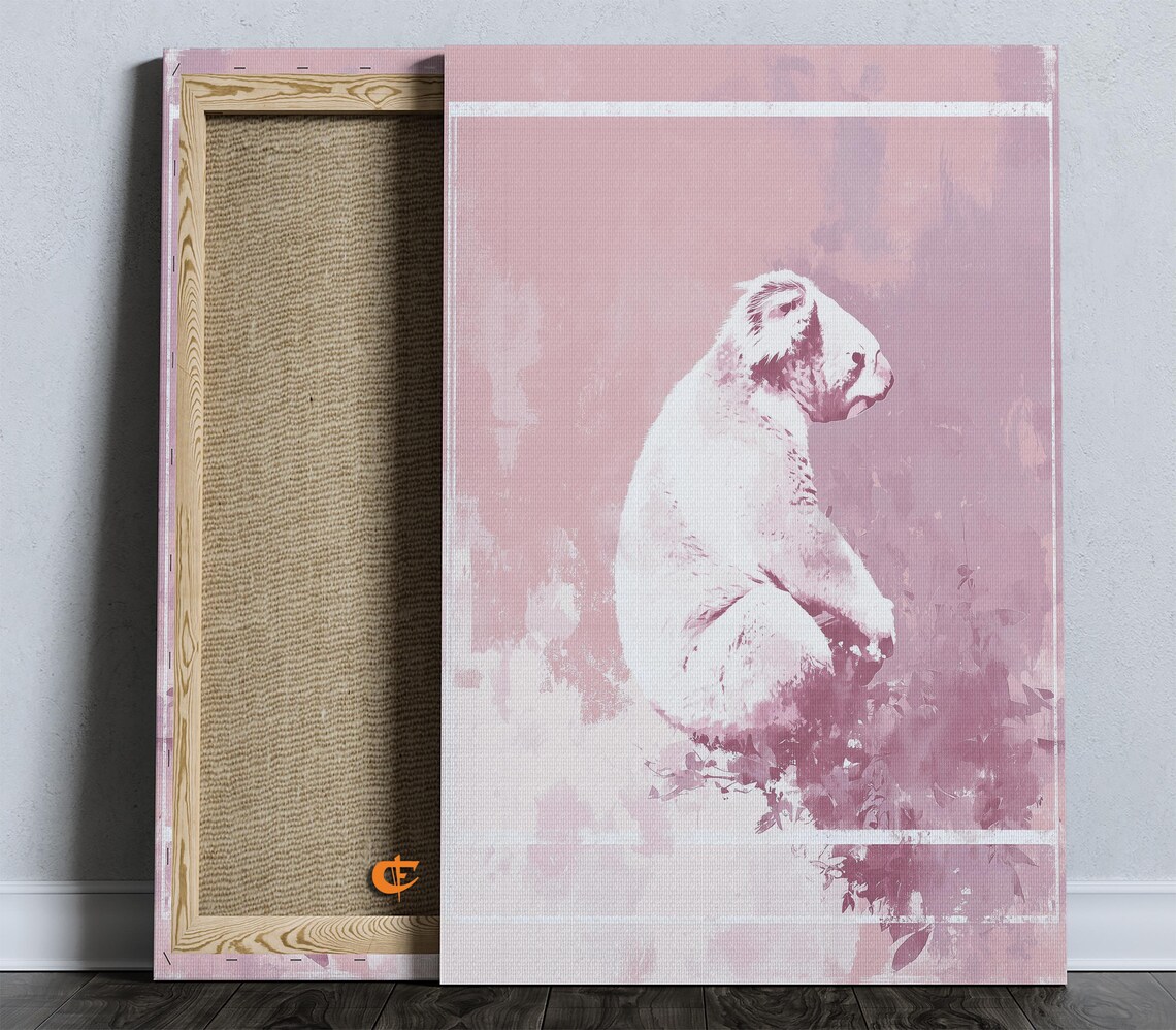 Sweet Pink Koala Watercolor Nursery Animal Cute Baby Room Wall Art