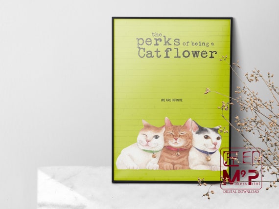 The Perks Of Being A Wallflower Cat Edition Indie Movie Poster Cute Illustration Funny Cats Print Fan Gift Lover Decor