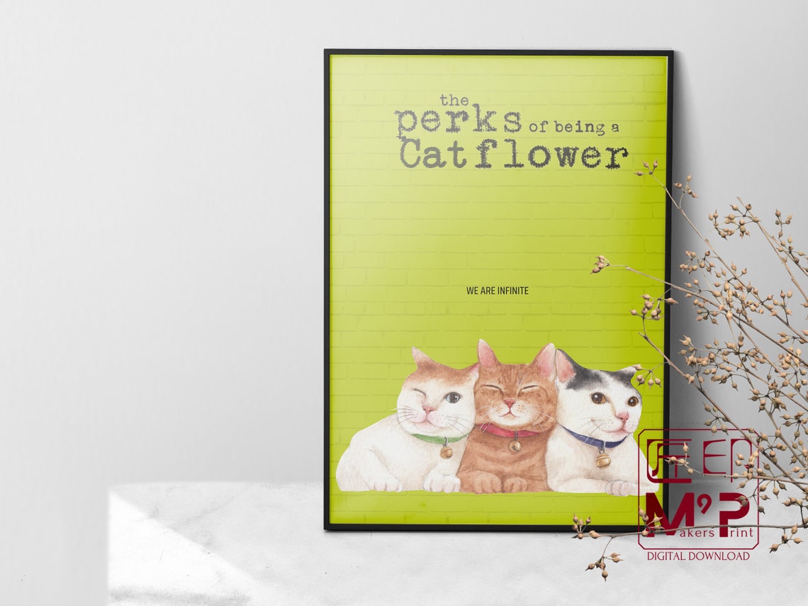 The Perks of Being a Catflower Funny Three Smiling Cats Poster