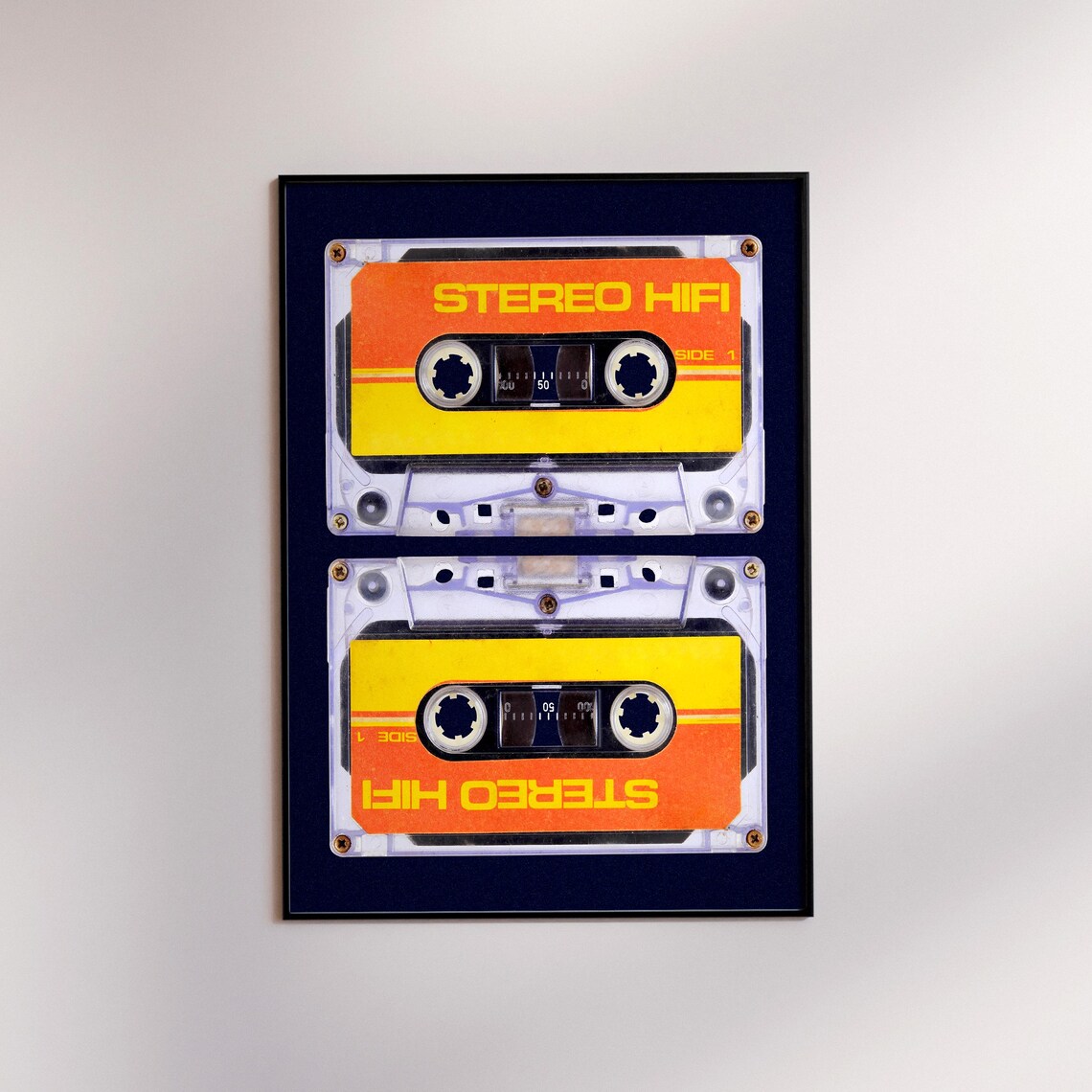 Retro Stereo Hifi Cassette Tape Duo 80s Music Nostalgia Poster