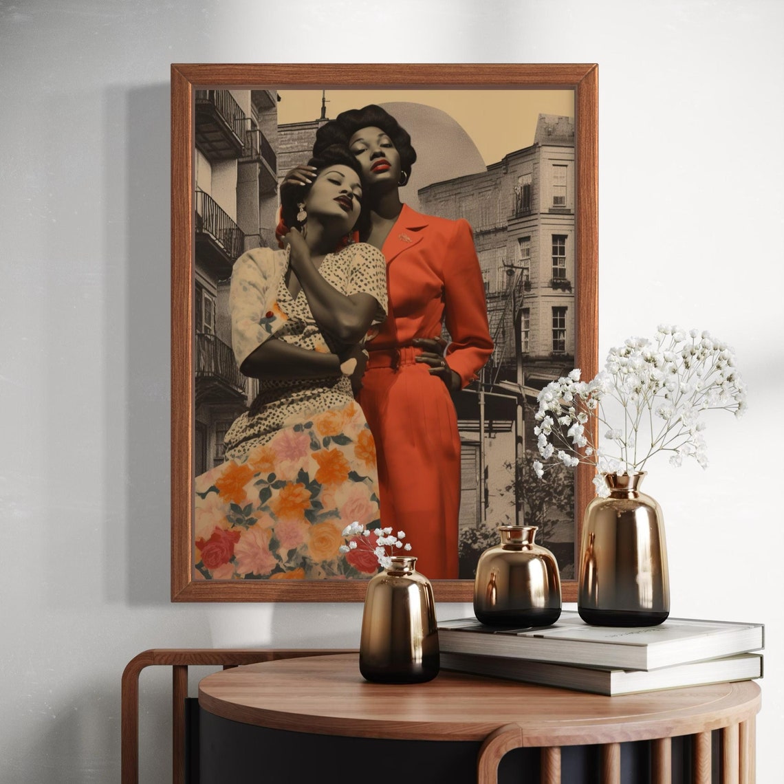Black Lesbian Art Vintage Black Women Portrait Art Retro Urban Wall Art Of Feminine Friendship Lgbtq Artwork - Image 7