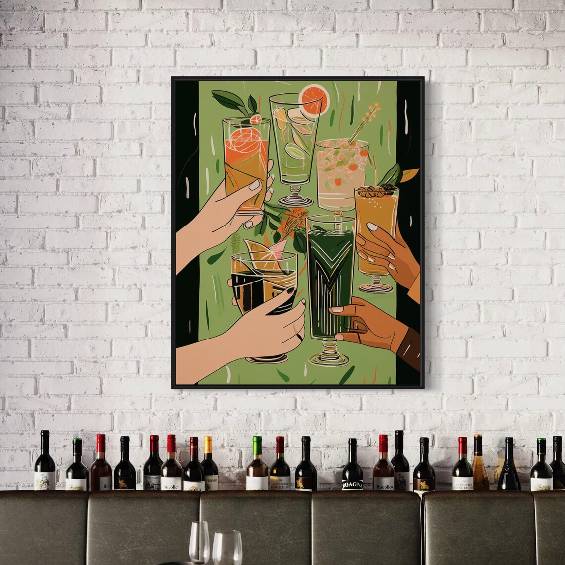 Cheers Drink Illustration, Bar Or Kitchen Decor